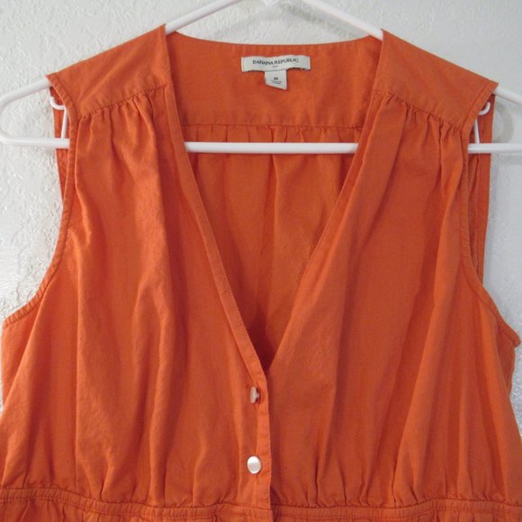 Womens Tank Top Sz M Orange Button Front - Picture 2 of 11